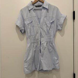 Zara Light Blue Short Sleeve Jumpsuit
